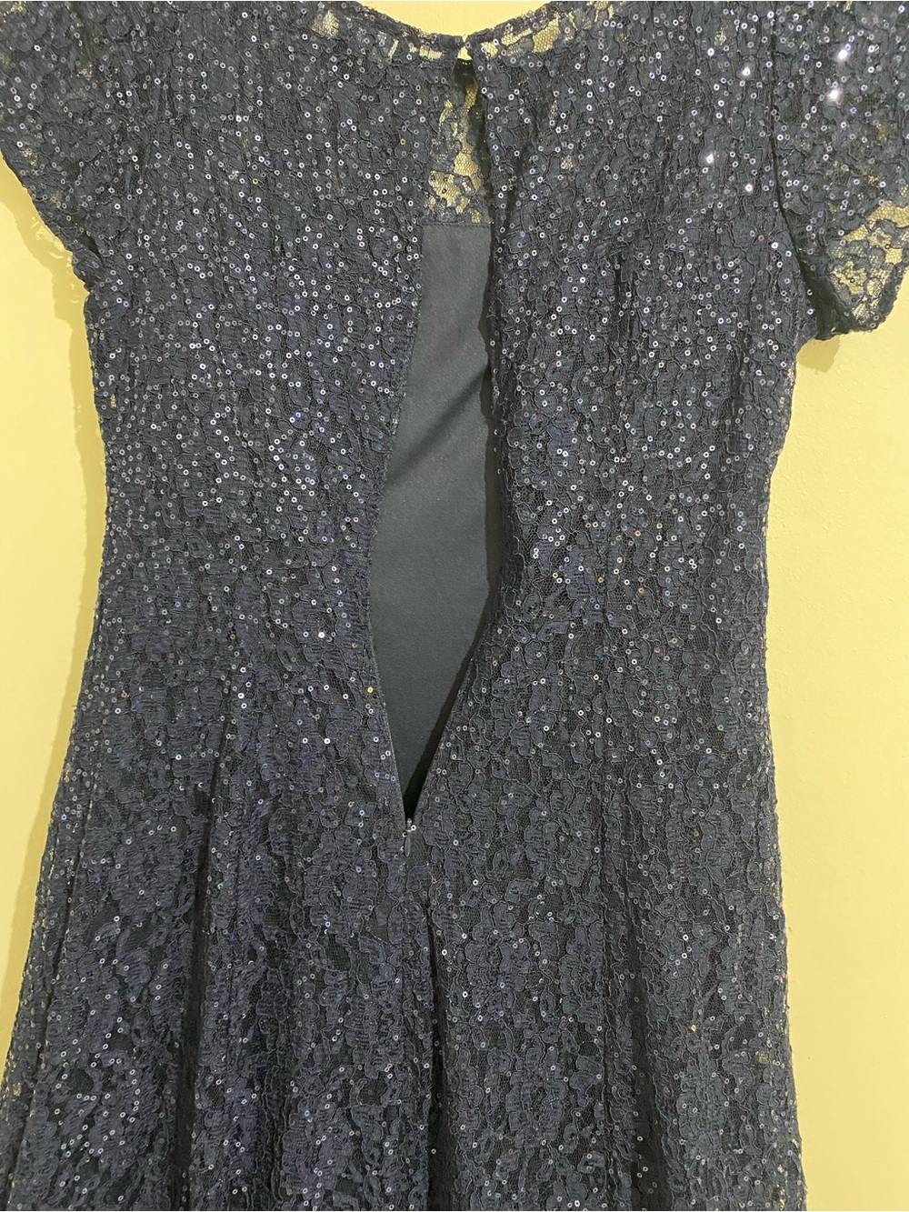 Ignite Women’s Cocktail Sparkling Navy Lace Formal Dress Size 12 - Picture 8 of 12